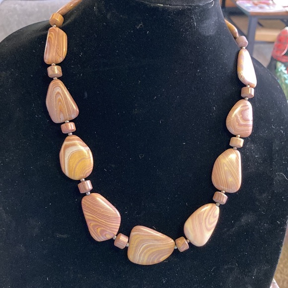 Sterling silver 925 marbled stone statement necklace - Picture 6 of 6